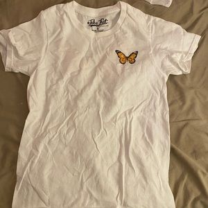 Butterfly Self Love white tee, size small, rue 21, #take that